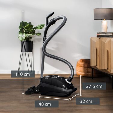 Пылесос Siemens Z7.0 VSZ7X500 с мешком для збору пилу, для алергіків, гігієнічний фільтр, тихий, чорний, 650 Вт, Testsieger 2024