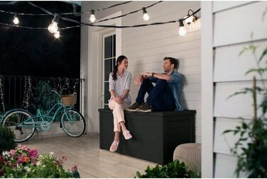 Ящик для зберігання Keter Blackwood 623л, чорний - водонепроникний, з газовими амортизаторами, витримує до 272 кг