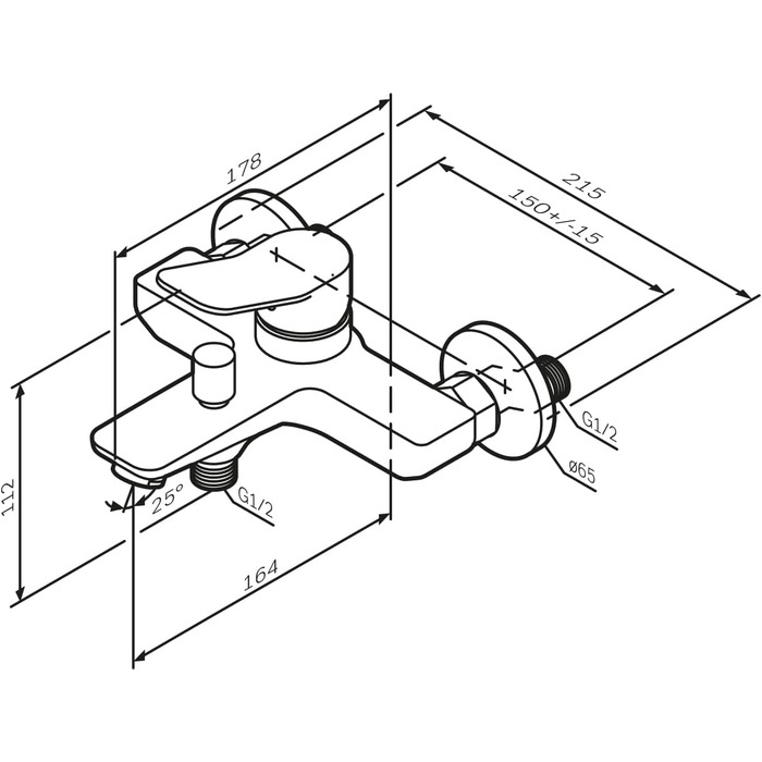 Змішувач для ванни AM.PM X-Joy чорного матового кольору з виливом, одноручний, для ванни та душу, FXA10022
