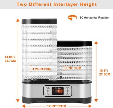Дегідратор з регулятором температури, без бісфенолу А, 8 рівнів, 400 Вт, прозорий, для їжі/м'яса/фруктів