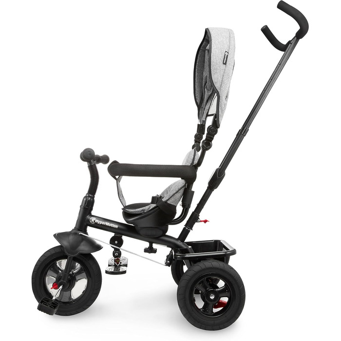 Триколісний велосипед HyperMotion з ручкою для батьків 3-в-1, сірий - для дітей від 1 до 4 років (до 20 кг)