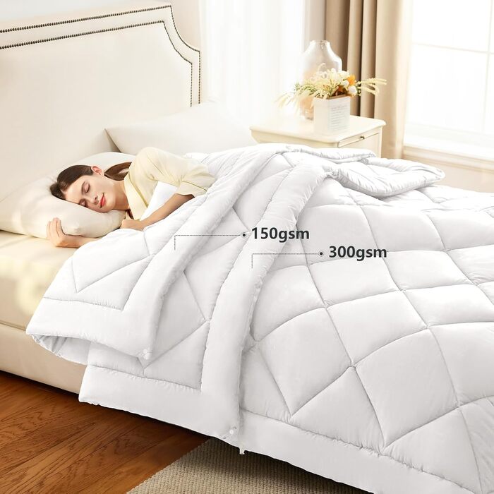 Комплект постільної білизни WAVVE: ковдра 135x200 для всіх сезонів (2 шт.) - ковдра 135x200, літня ковдра 135x200, зимова ковдра 135x200, стегане покривало 135x200, білий