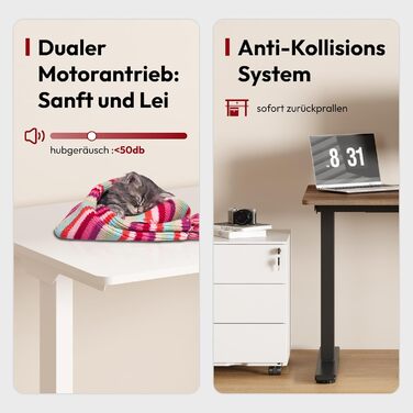 Електричний стіл SANODESK 180x80 см, регулювання висоти, 2 мотори, пам’ять, білий
