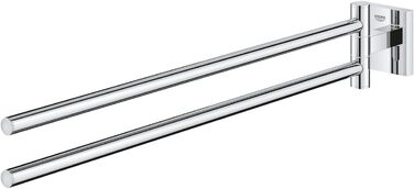 Тримач рушників GROHE Start Cube, кутовий, з двома підлокотниками, поворотний, хром (44 см, з прихованим кріпленням, для свердління, з шурупами та дюбелями)