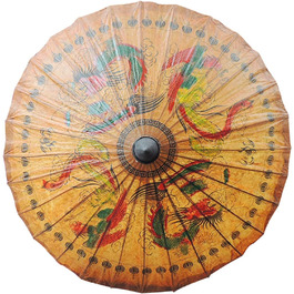Гарнек Китайська парасолька, промаслена паперова парасолька 22,8-дюймова парасолька ручної роботи з дерев'яною ручкою для фотокостюмів Китайські/японські прикраси (Фото 2, 53 см)