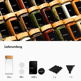 Спеція органайзер KIVY з полицями та 24 скляними баночками | Регульований, підходить для всіх ящиків | Скляні баночки з бамбуковими кришками (Чорний)