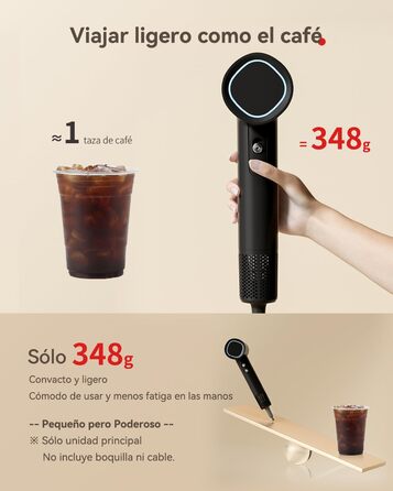 Професійний іонний фен для волосся з дифузором, безщітковий мотор 160 000 об/хв, швидке сушіння, сірий