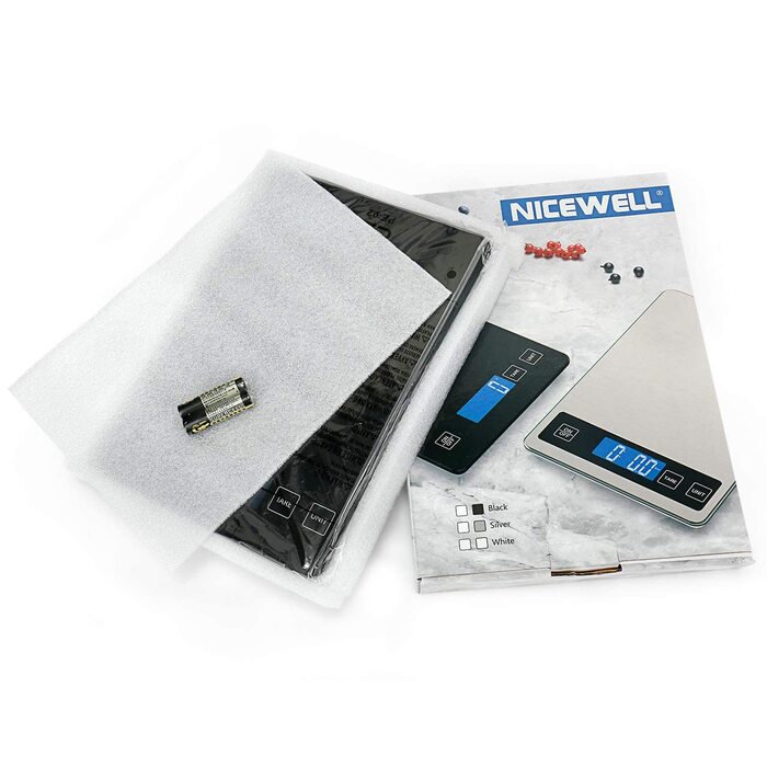 Кухонні ваги Nicewell Digital 10 кг, з точністю 1 г, для приготування їжі та випічки, скляна платформа