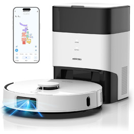 Робот-пилосос AIRROBO T30+ з функцією миття, 6000Pa, LiDAR-навігація, 240 хв роботи, App-керування, білий малюнок