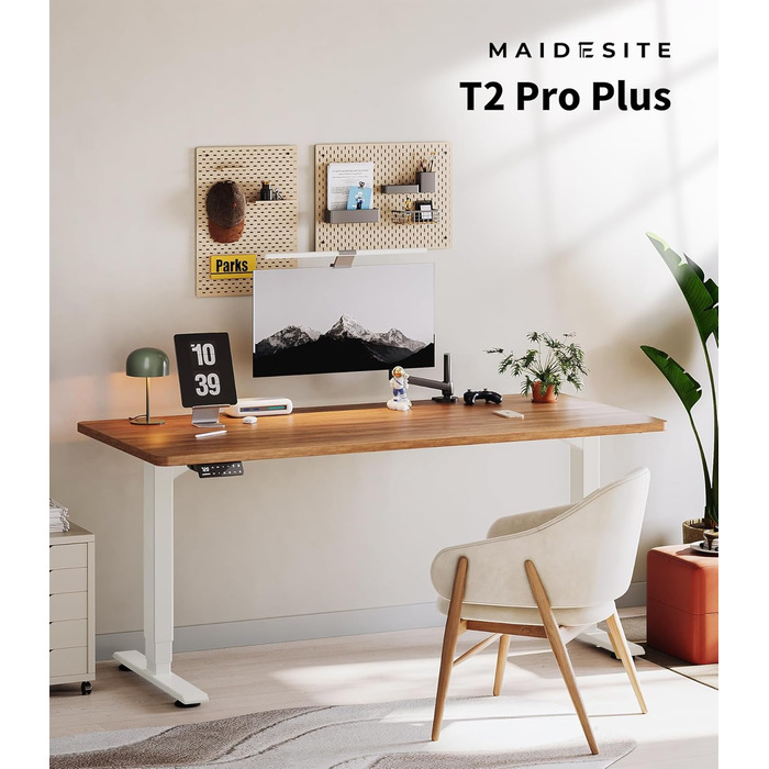 Електричний регульований стіл MAIDeSITe T2 Pro Plus (Чорний, Сірий) з 2 моторами, 3 ступені регулювання та пам'ять