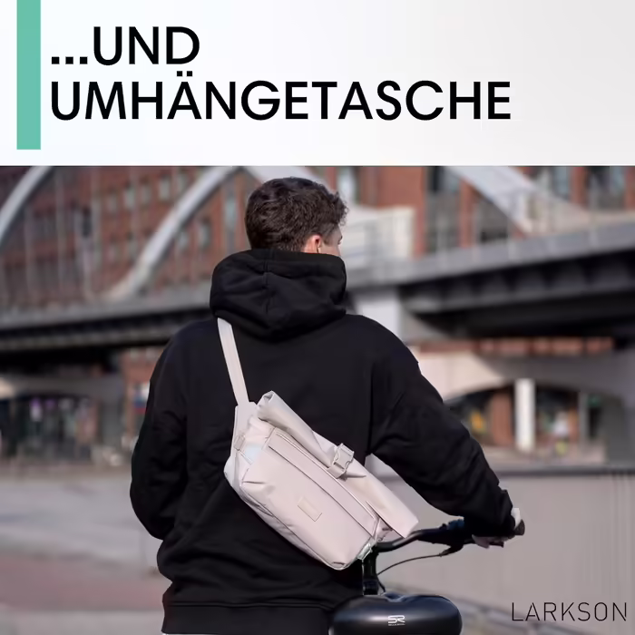Сумка на кермо LARKSON Bicycle Green - Lasse - 2 в 1 Pannier & Shoulder Bag - Велосипедна сумка для передньої частини керма з відображенням - водовідштовхувальна (пісок)