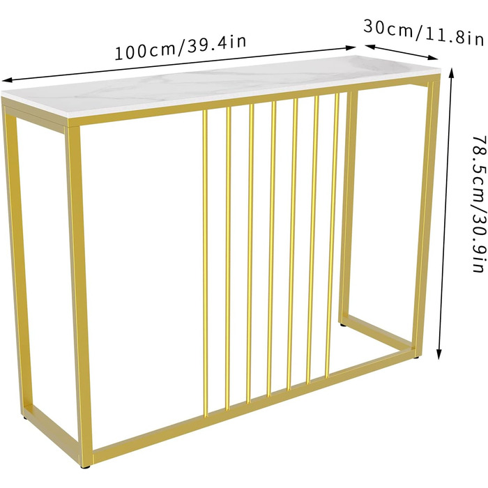 Консольний стіл Мармур Білий/Золотий, Скандинавський Модерн, 1003079см, для передпокою, вітальні, спальні