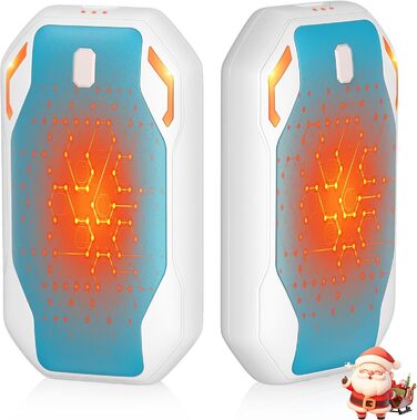 Електричні грілки для рук PHEJIE 2 шт. з 3 режимами нагріву, портативні, для активного відпочинку, кемпінгу, гольфу, подарунок для жінок та чоловіків (синьо-білі)