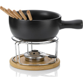 Набір для фондю Kela Käsefondue Set 10tlg, керамічний фондю на 6 осіб NATURA, з підставкою для пальників, виделки та тримач для виделок