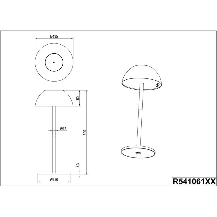 Бездротова лампа Роберта: LED-настільна лампа, нічник з регулюванням яскравості, USB-зарядка, 30 см, Кофе