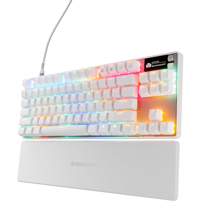 Клавіатура SteelSeries Apex Pro TKL Gen 3 - ігрова, механічна, Hall Effect, OmniPoint 3.0, QWERTZ (німецька/американська), бездротова, біла