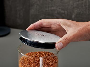 Набір Joseph Joseph з 5 контейнерів для зберігання продуктів у холодильнику, герметичні, з функціональним тримачем, сірий (скло/нержавіюча сталь, чорний)