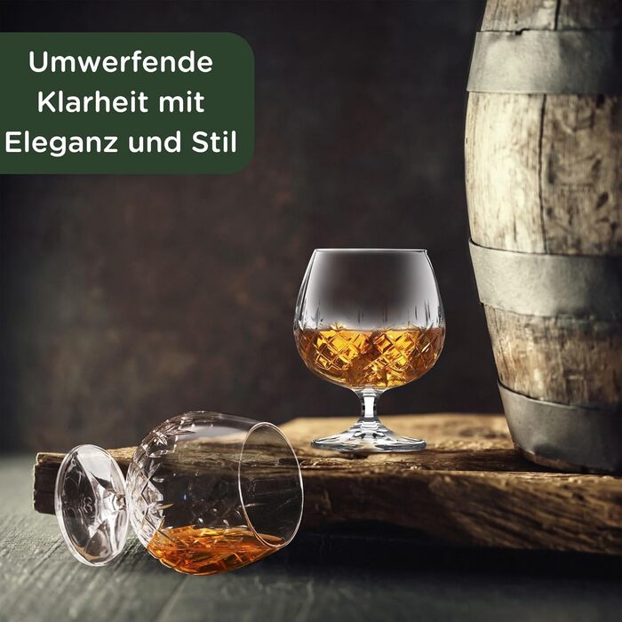 Набір келихів для коньяку Hemswell Kristall Cognacschwenker Set (2 шт) 250 мл – ідеально для коньяку та бренді, Wicklow Design