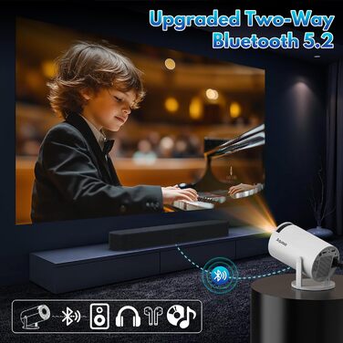 Портативний проєктор Mini Beamer: 1080P, 4K, Android, iOS, WiFi, Bluetooth, 180°