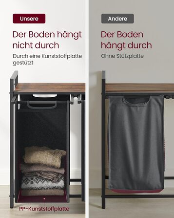 Кошик для білизни VASAGLE з 2 відділеннями, 92 л, чорно-вінтажний, з металевим каркасом