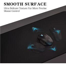 Килимок для миші ігровий RGB 900x400 мм XXL, вологостійкий, з підсвічуванням, чорний