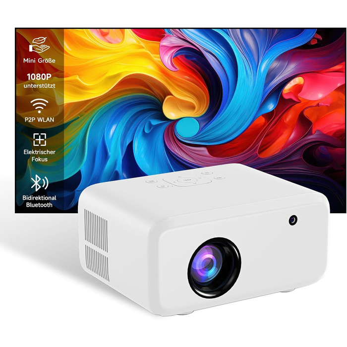 Міні проєктор VISULAPEX V3PRO: 12000LM, 1080P, WiFi, 5G, Zoom, для телефону, TV Stick, X-Box, ноутбука, білий