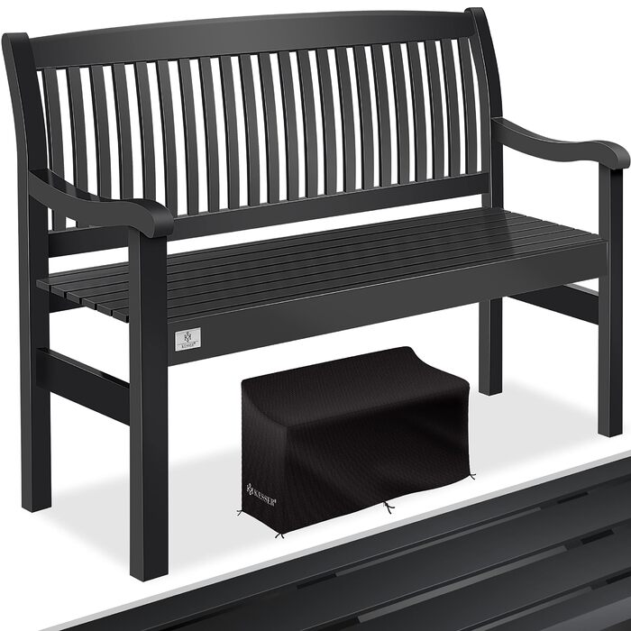 Садова лавка KESSER® з дерева для 3-4 осіб, анодований антрацит 125 см, стійка до погодних умов, витримує до 320 кг, з чохлом для балкона, тераси та саду