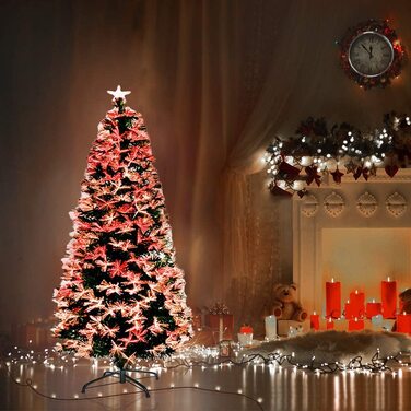 Штучна різдвяна ялинка 210 см зі скловолокна Різдвяна ялинка зі сніжинками світлодіодне освітлення для різдвяних прикрас теж