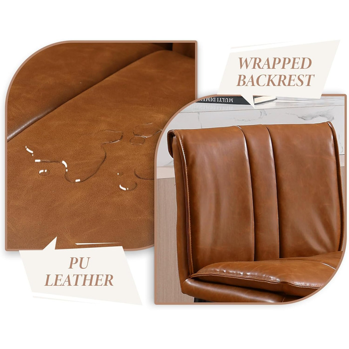 Набір з 2 барних стільців Chairus з PU шкірою, без підлокітників, для кухні, барної стійки, вітальні (зелений, коричневий)