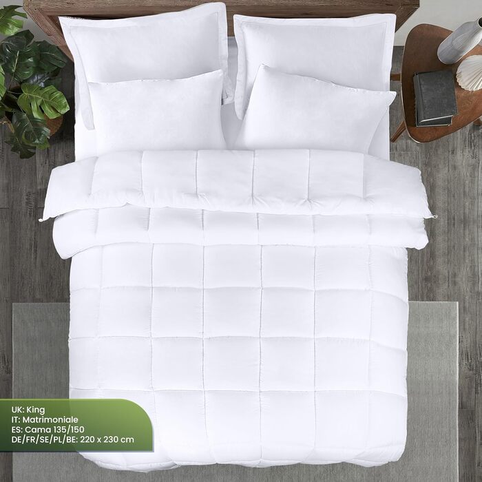 Ковдра постільна Utopia Bedding 220x230 см, стегане покривало з поліестером 350 GSM (біле)
