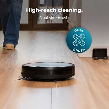 Робот-пилосос Cecotec Conga M10 з гіроскопічною навігацією та керуванням через додаток. Потужність 2000Pa, функція сушіння, 120 хвилин автономної роботи, датчики перешкод та 2 бічні щітки.