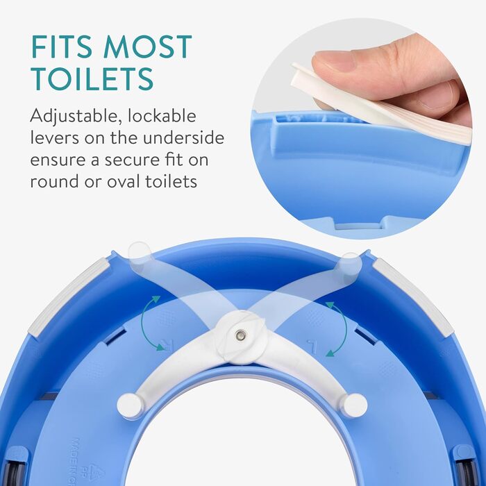 Насадка на унітаз Navaris для дітей (12 міс - 7 років) з антиковзним покриттям, ручками та захистом від бризок - синій