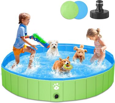 Басейн для собак для великих і малих собак, 160 см складні басейни для собак, ванночка для собак, басейн з ПВХ для дітей і собак, портативний басейн для собак Ванна для собак