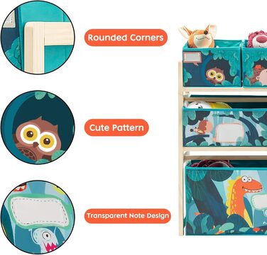 Дерев'яний органайзер для іграшок NUKied | 3-ярусна полиця з коробками | Для дитячої кімнати, школи, садочка