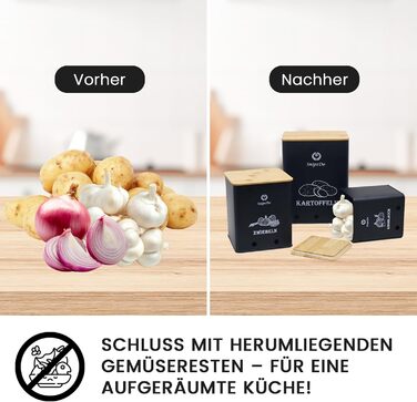 Набір коробок для зберігання картоплі, цибулі та часнику – 3 шт. Металеві овочеві контейнери з картопляницею та очищувачем – чорний колір