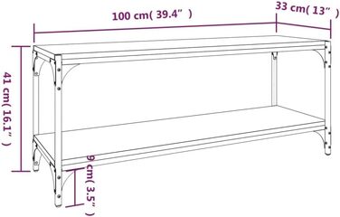 Тумба під телевізор з низькою панеллю Меблі Настільна дошка Сервант Стійка під телевізор Тумба під телевізор Шафа HiFi Дуб Сонома 100x33x41см Інженерна дерев'яна сталь 100 x 33 x 41 см Дуб Сонома