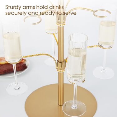 Стійка для коктейлів та келихів YCWF, 3 яруси, 12 келихів, золота. Ідеально для вечірок та святкування. Підходить для шампанського, коктейлів, маргарити та мартини.