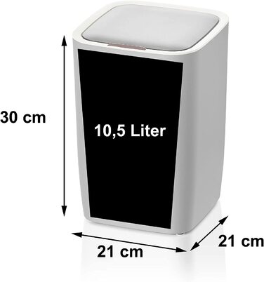 Автоматичне сенсорне косметичне відро AMARE, відро для сміття об'ємом 9 л, овальне білого кольору, 30,5 x 25 x 15,5 см (10,5 л квадратне, світло-сіре)