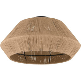 Підвісний світильник EGLO Обідній стіл Alderney, підвісний світильник на 3 лампи для вітальні та їдальні, текстильний світильник для їдальні з конопель натурального кольору та металу чорного кольору, світильник підвісний з цоколем E27 (стельовий світильник)