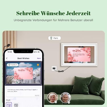 Цифровий фоторамка Eptusmey з Wi-Fi, 10.1 дюймів, корпус з дуба, 32GB, HD IPS сенсорний екран 1280x800, відтворення фото/відео через Uhale APP, подарунок для чоловіків та жінок, колір: білий дуб