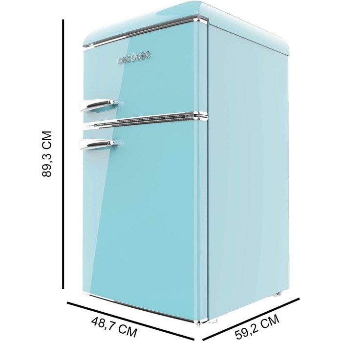 Холодильник Cecotec Bolero CoolMarket 86L, 2 двері, Retro, блакитний, Клас E