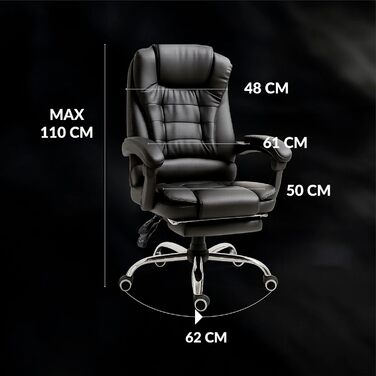 Ергономічне крісло для офісу RMF: регульоване, зручне, з підніжкою – обертове, регульоване по висоті, чорне