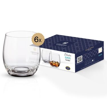Набір келихів Crystal Bohemia для білого вина, 6 шт, 350 мл, стійкі до миття в посудомийній машині, довговічні та стійкі до подряпин - елегантні келихи з кришталевого скла, ідеальні як подарунок для поціновувачів вина (Tumbler 410 мл)