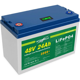 Літій-залізо-фосфатна батарея AFTERTECH 48V 24Ah Lifepo4, акумуляторна, 3000 циклів, 51,2 В 1228 Втгод