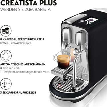 Кавомашина капсульна Nespresso Creatista Plus SNE800 від Sage, матова чорна