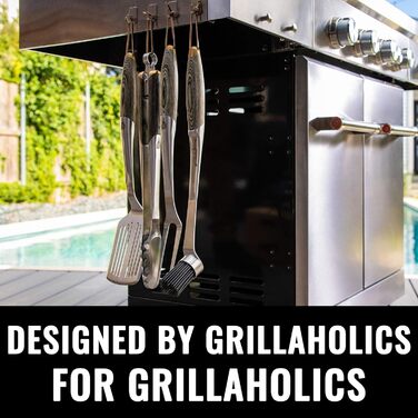 Преміум набір інструментів для гриля Grillaholics Grillwerkzeuge - Ідеальний подарунок для тата - 4-частинний набір посуду для гриля з дерев'яною коробкою