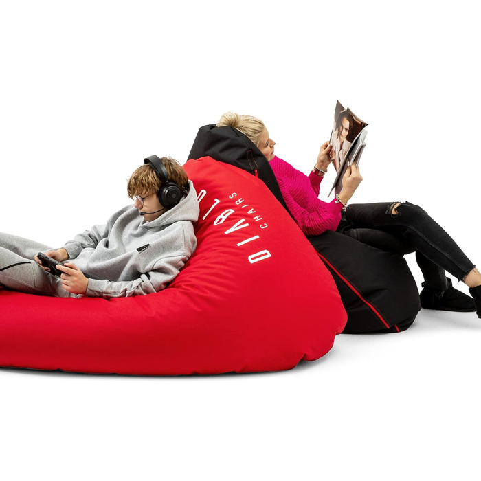 Подушка для сидіння Diablo Gaming Beanbag XXL з наповнювачем Ігрове крісло Дитяча крісло-мішок Крісло-мішок для дитячої кімнати Вітальні EPS Намистини Поліестер 110 см х 100 см (чорний)