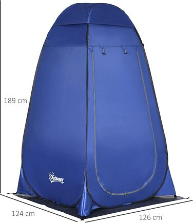 Намет для душу/туалету Outsunny для кемпінгу, 126x124x189 см, блакитно-срібний