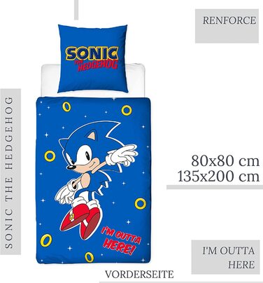 Постільна білизна Character World Sonic підліткова 135x200 см + 80x80 см