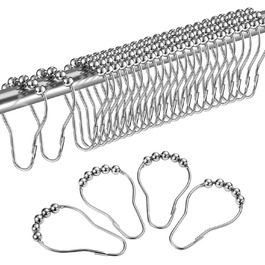 Набір з 24 металевих кріплень для душу (кріплення для штори) LIHAO, 69x39 мм, срібний колір